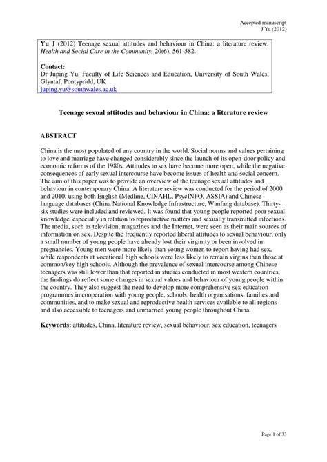 chinese teen sex|Teenage sexual attitudes and behaviour in China: a literature review